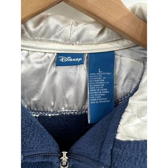 Vintage Disney Classic Mickey Fleece Jacket w/ Hood Women’s Sz. L Blue & White - Picture 3 of 13